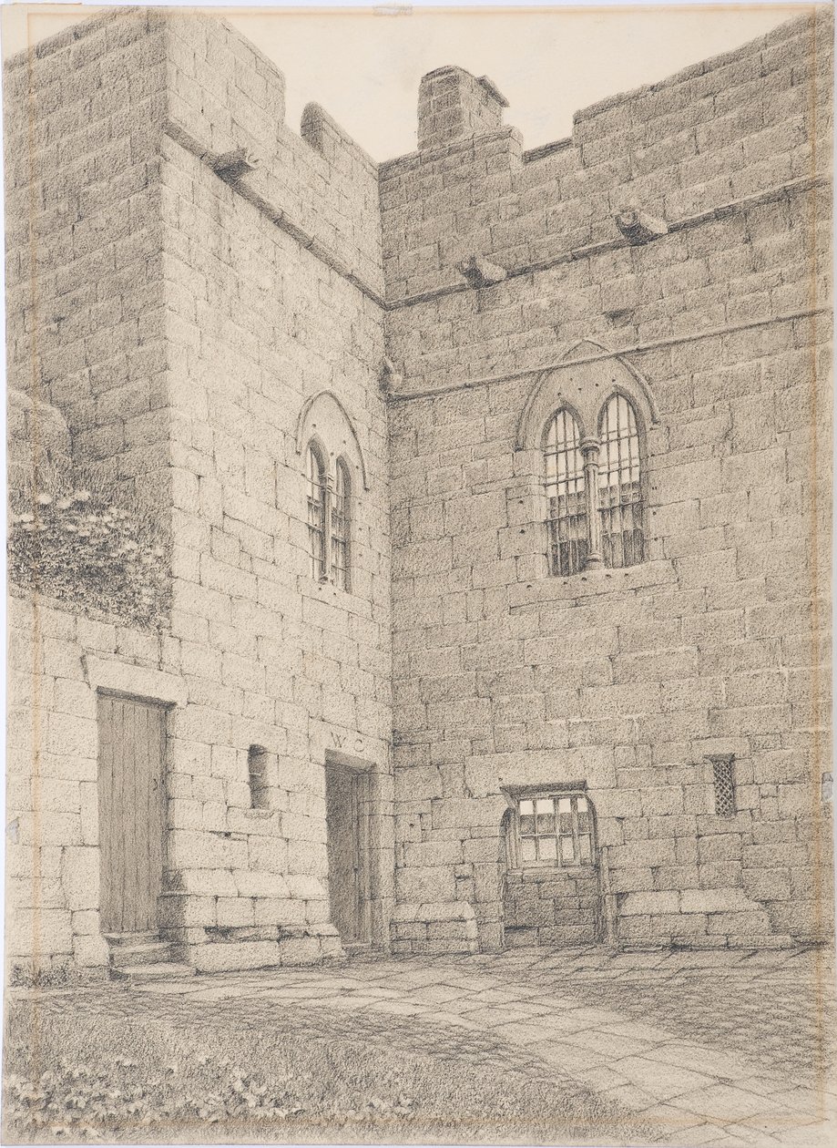 Hrad Aydon, kolem roku 1916 (uhlí na kartě) od Daniel Oliver