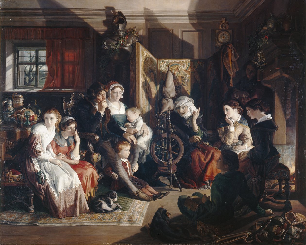 Příběh zimní noci, kolem roku 1867 (olej na plátně) od Daniel (1806 70) Maclise