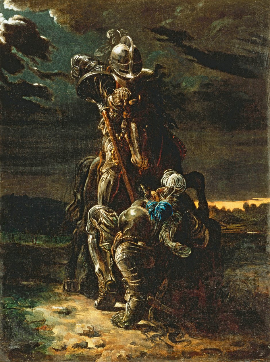 A v první kariéře běželi, elfský rytíř spadl koně a muže“ (olej na plátně) od Daniel Maclise