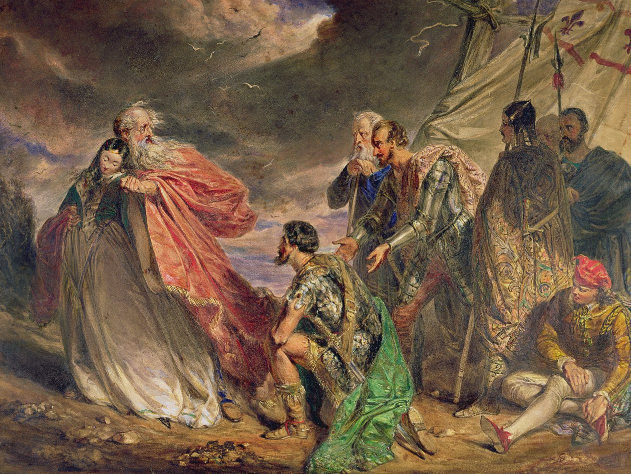 Lear a Cordelie, kolem roku 1843 (akvarel) od Daniel Maclise