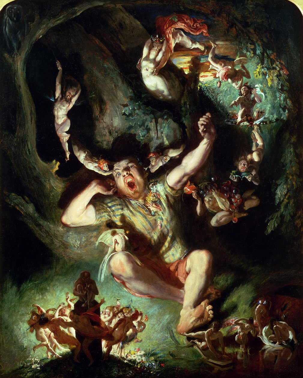 Odčarování dna, ze Snu noci svatojánské, dějství IV, scéna I, William Shakespeare (1564-1616) (olej na plátně) od Daniel Maclise