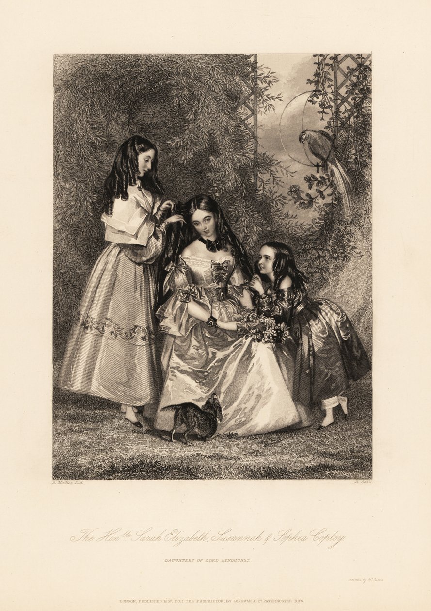Sarah Elizabeth, Susannah a Sophia Copley, dcery Johna Copleyho od Daniel (after) Maclise