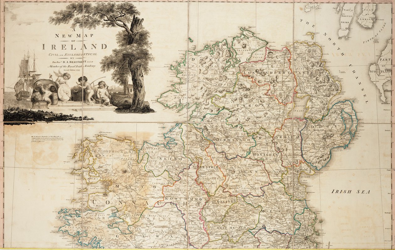 Nová civilní a církevní mapa Irska od Daniel Augustus Beaufort