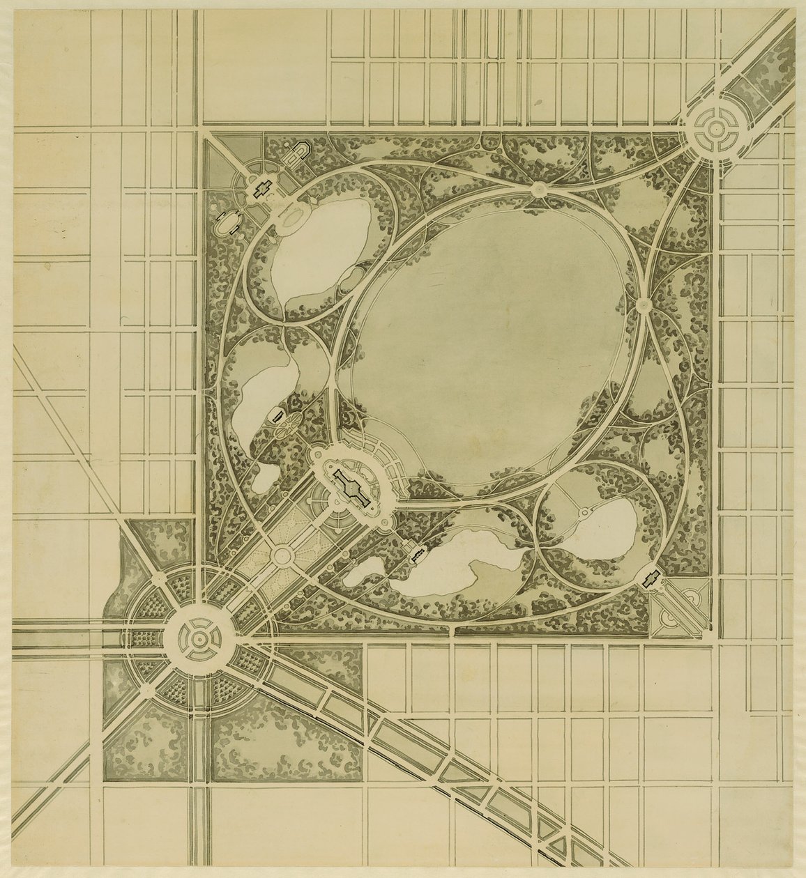 Plan of Chicago, Plate 62, Plan of a Proposed Park, 1909. od Daniel Burnham