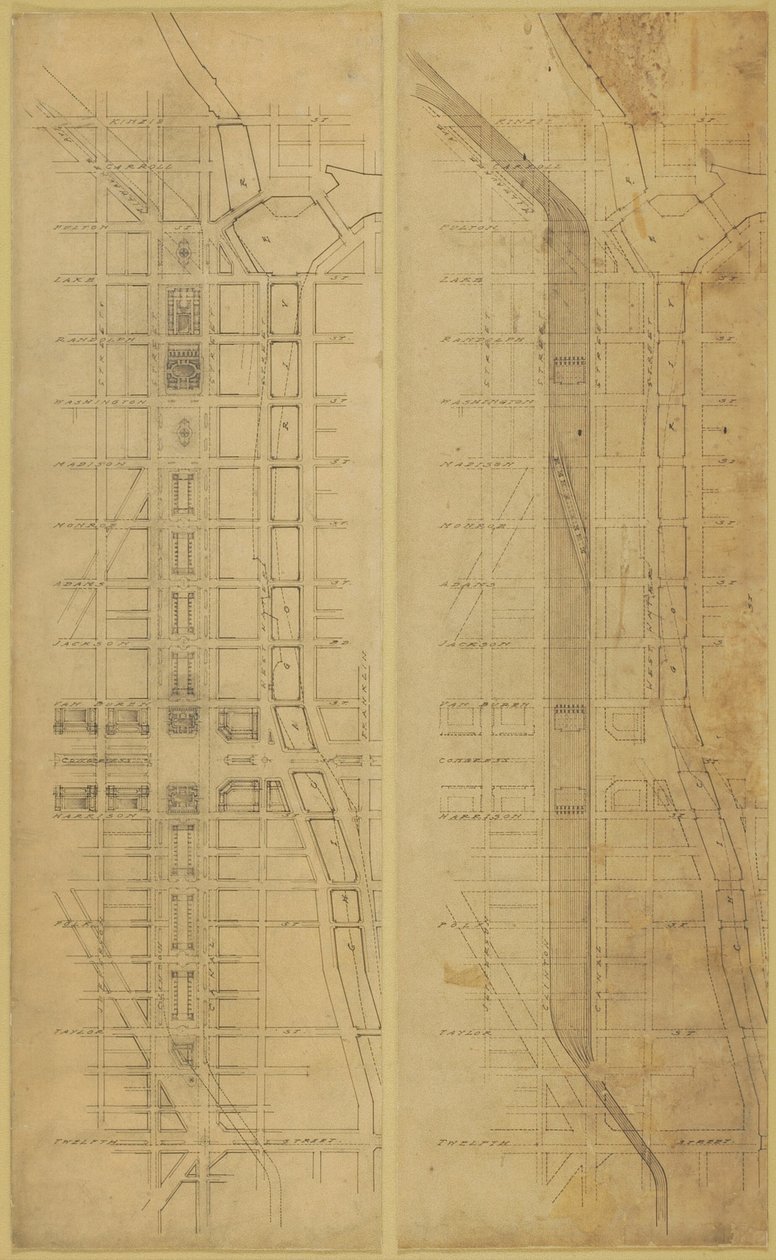 Deska 78 2 Kresby z Plánu Chicaga, 1909: Navrhované umístění a uspořádání... od Daniel Burnham