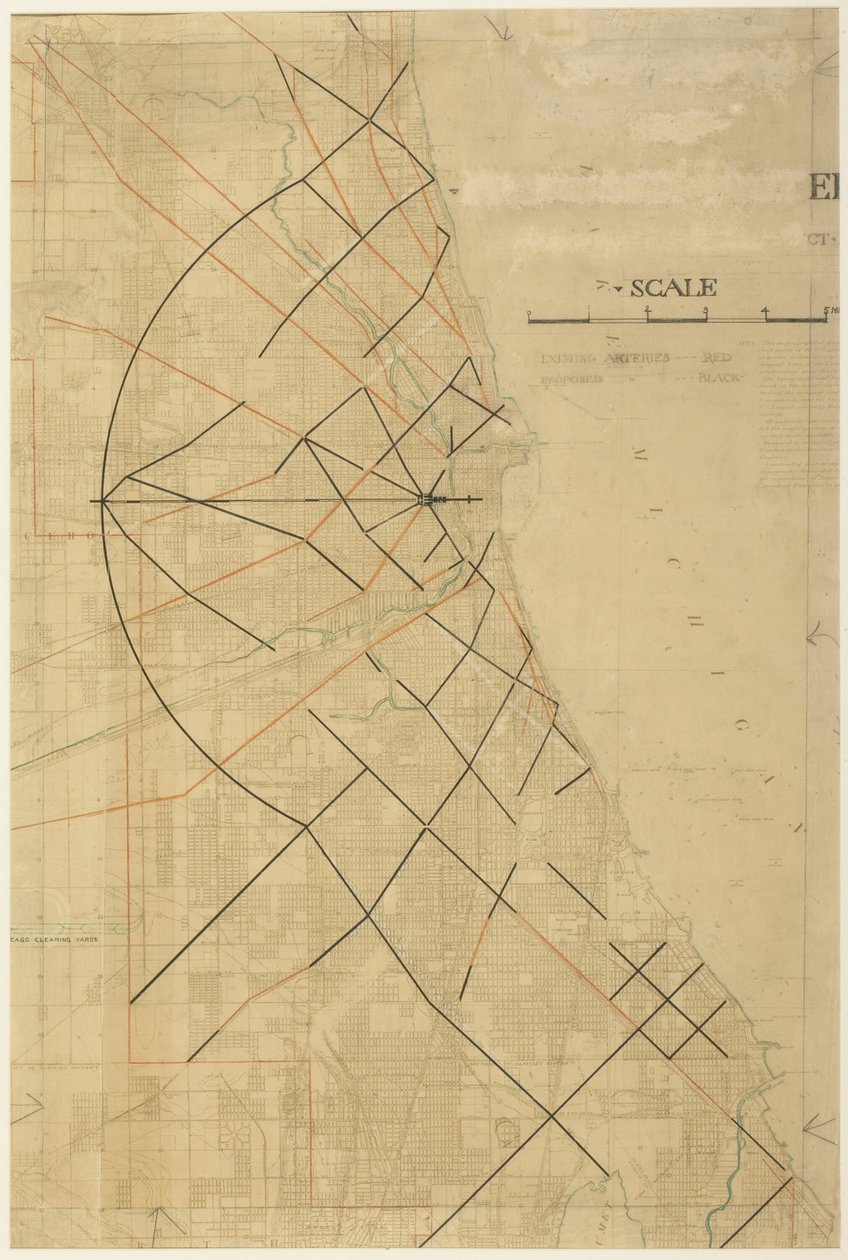 Deska 91 z The Plan of Chicago, Chicago, Proposed Diagonal Arteries, 1909. od Daniel Burnham