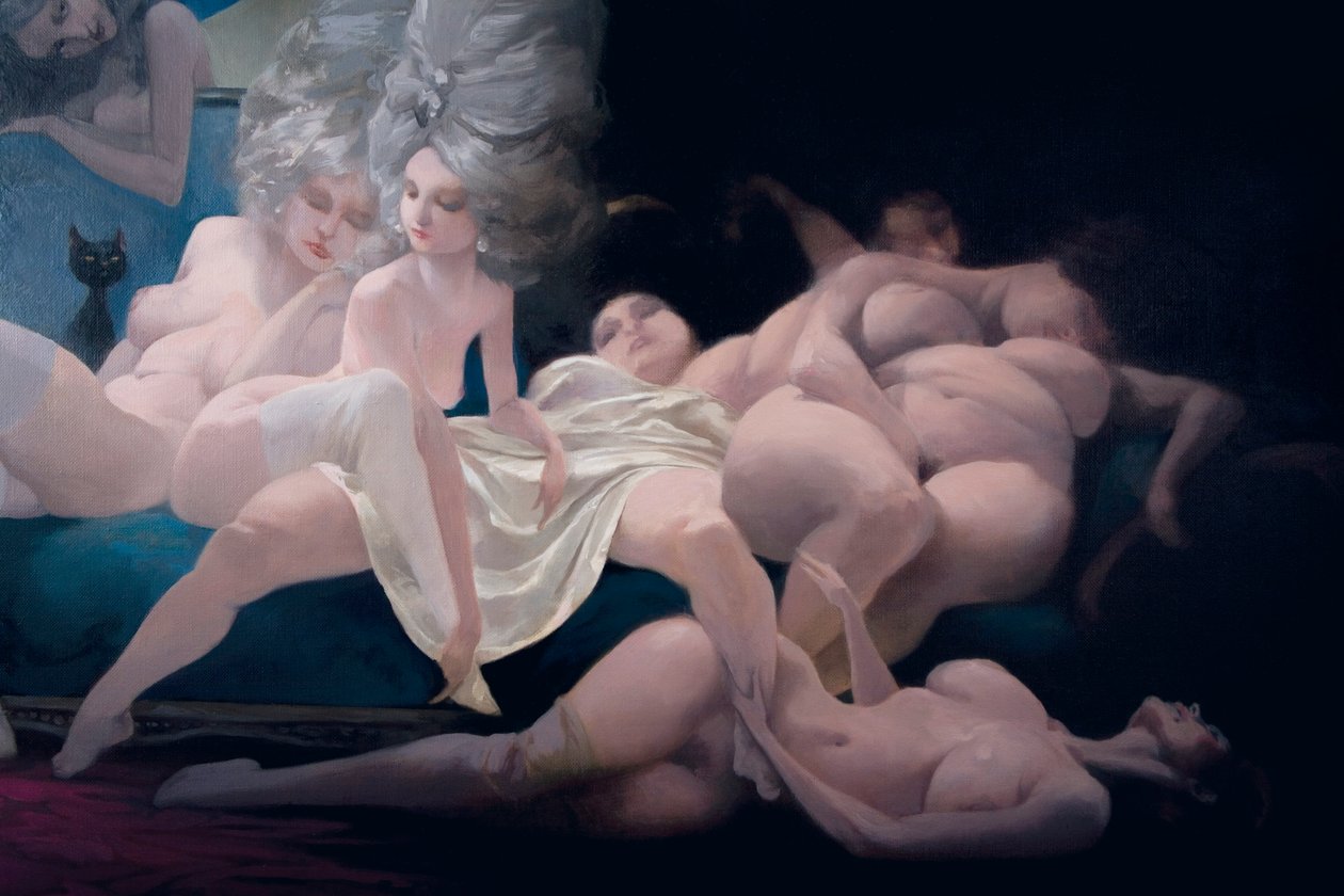 Mladá nevěsta a její přátelé, detail, z Modrovouse od Charlese Perraulta (1628-1703) od Daniel Cacouault
