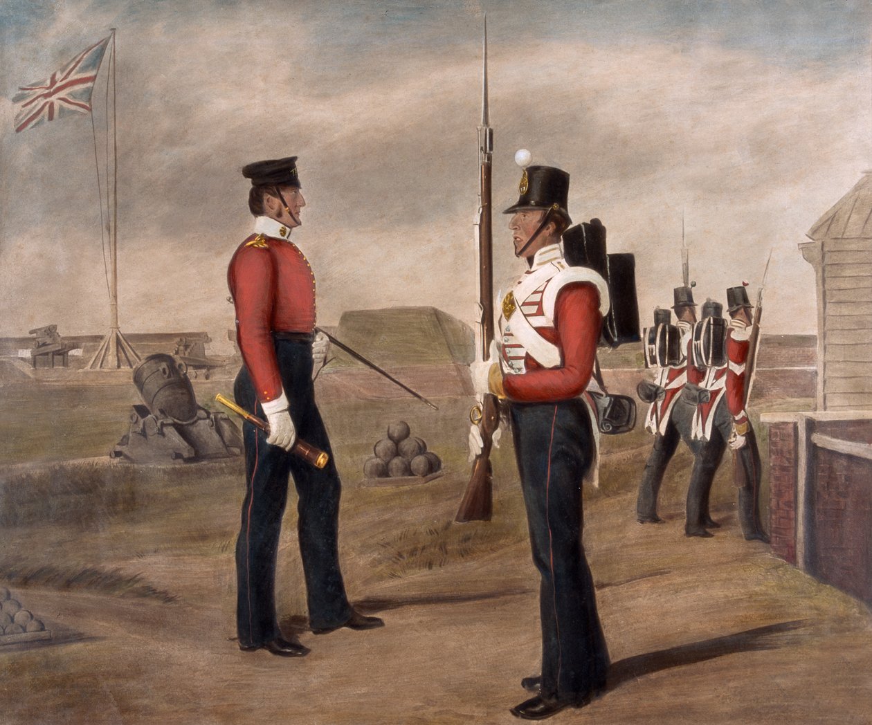 Major Thomas Egerton a hlídka, 77. (The East Middlesex) Regiment, Portsmouth od Daniel Cunliffe