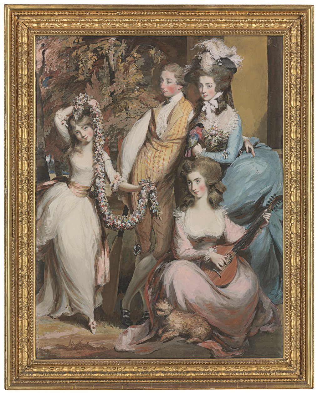 Celoplošný portrét Mary Sturtové z Crichelu (1740-1807) stojící se svými třemi nejstaršími dětmi, Dianou, Mary a Humphrym (tužka, pastel a bodycolor) od Daniel Gardner