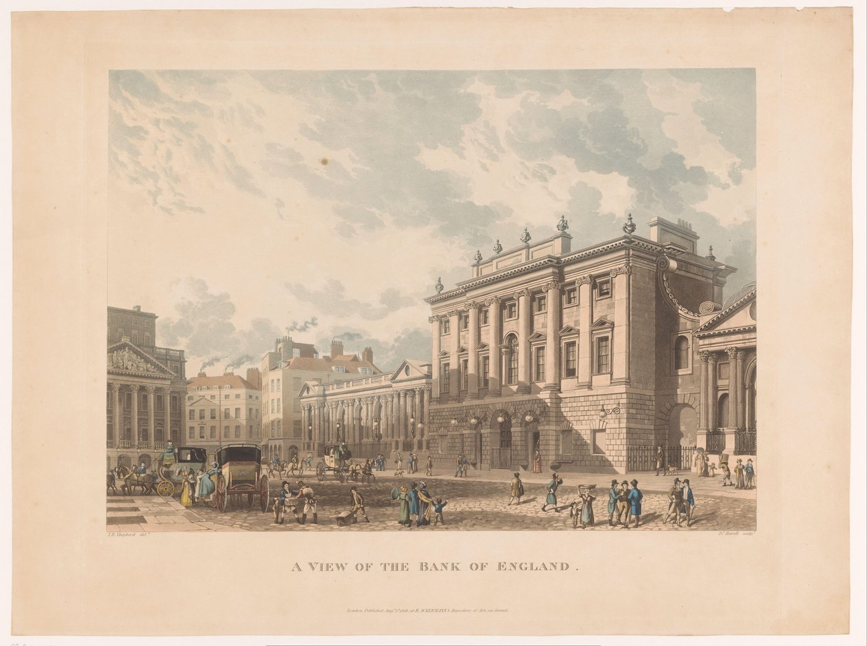 Pohled na Bank of England, Londýn Pohled na Bank of England (název na objektu) od Daniel Havell