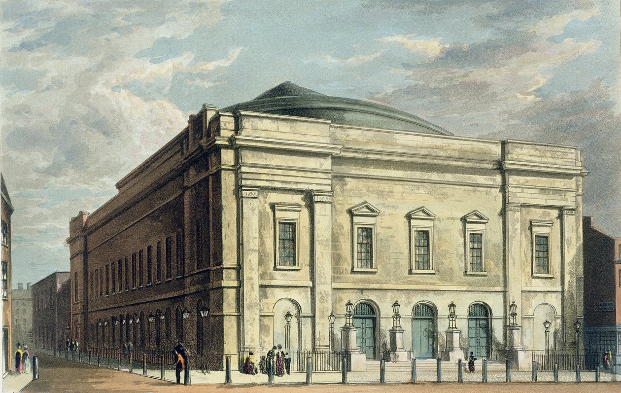 Theatre Royal, Drury Lane, v Londýně, navržený Benjaminem Wyattem v roce 1812, 1826 od Daniel Havell
