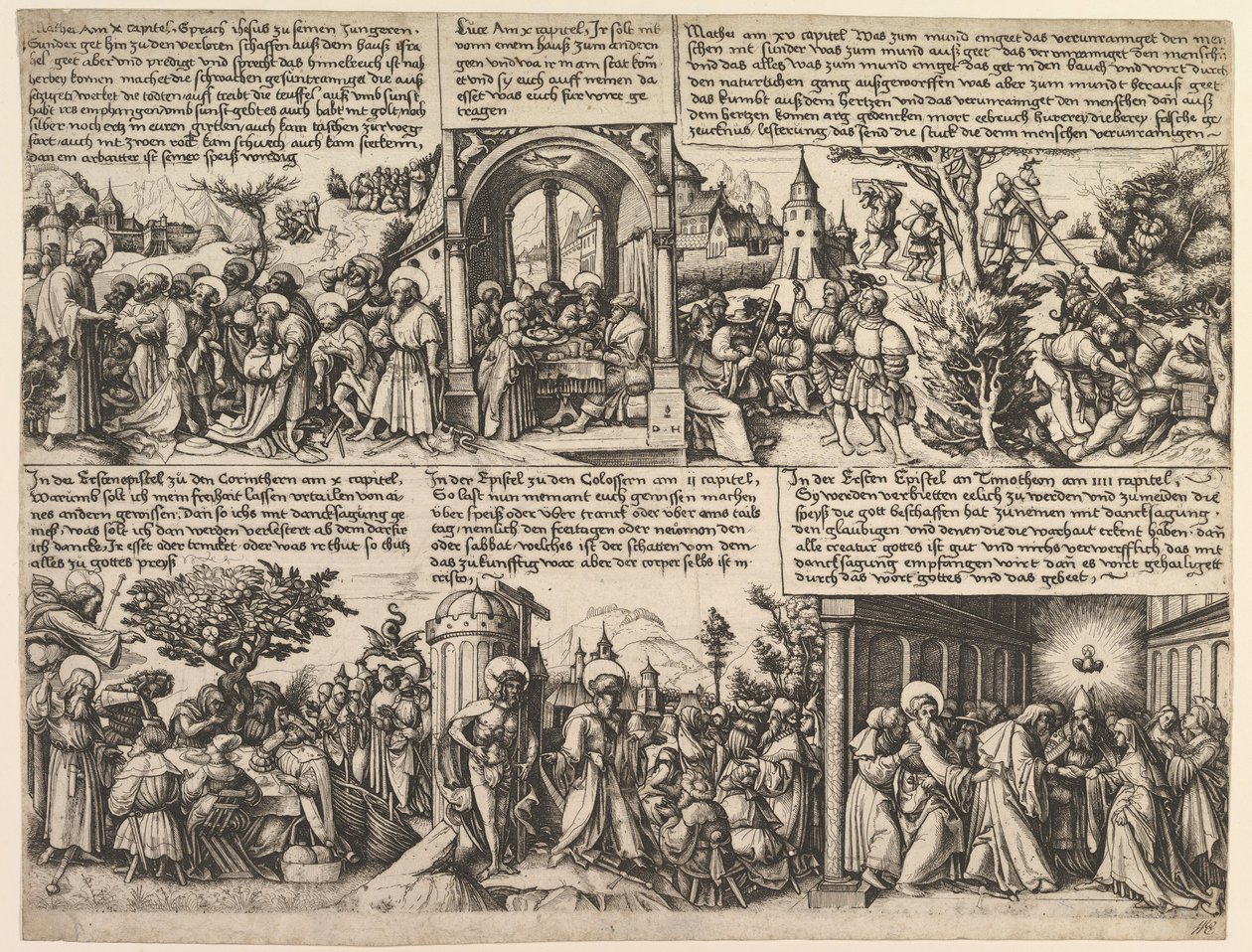 Různé scény, z evangelií az Acta Apostolorum, ca. 1530. od Daniel Hopfer