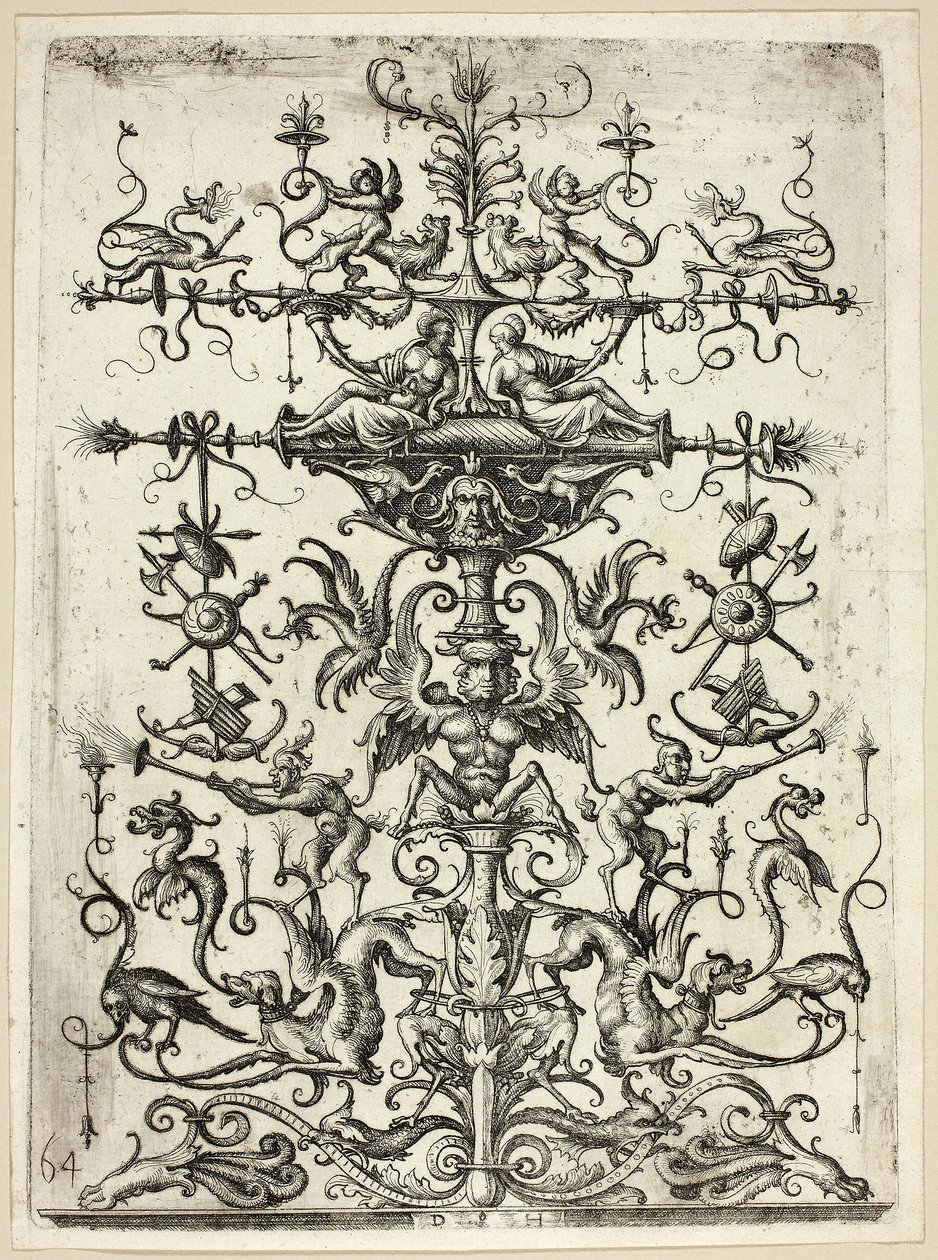Ornament s arabeskami, 1526/30, tištěno 1684 od Daniel Hopfer