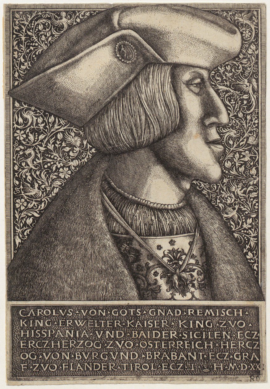 Portrét císaře Karla V., z díla „Opera Hopferiana [...]“ od Daniel Hopfer