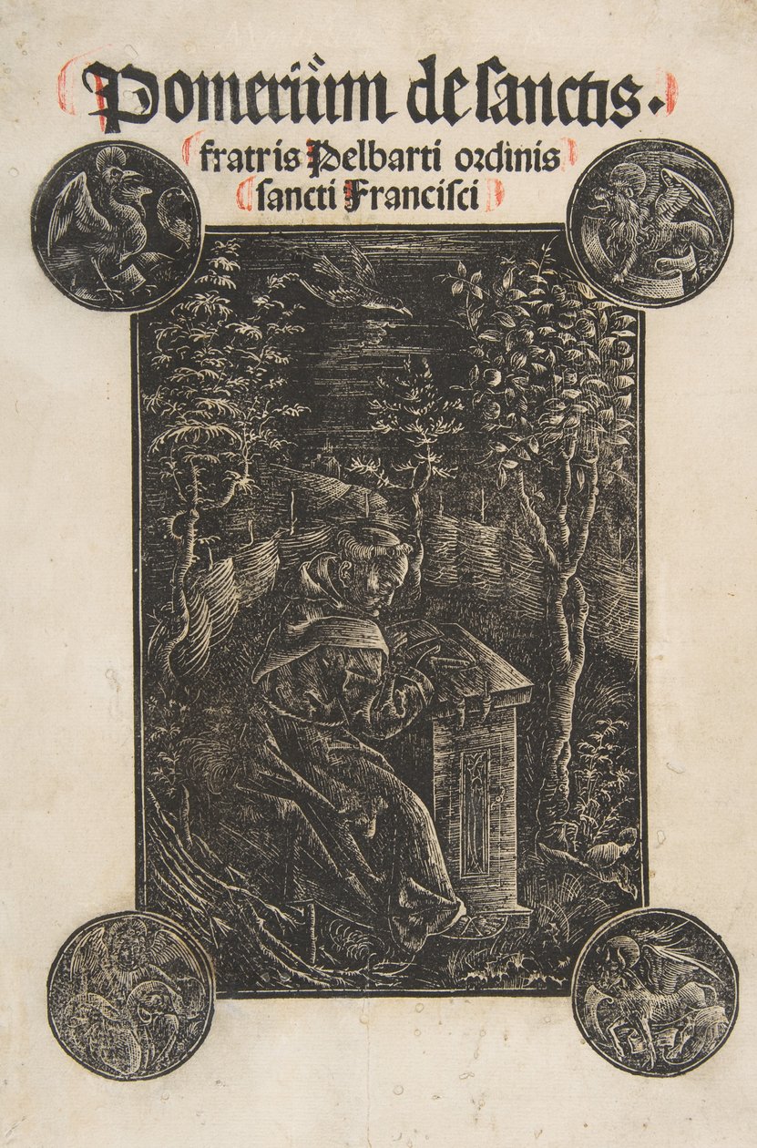 Františkán Pelbart z Temešváru, Studium v zahradě Schr. 2876, 1502. od Daniel Hopfer.