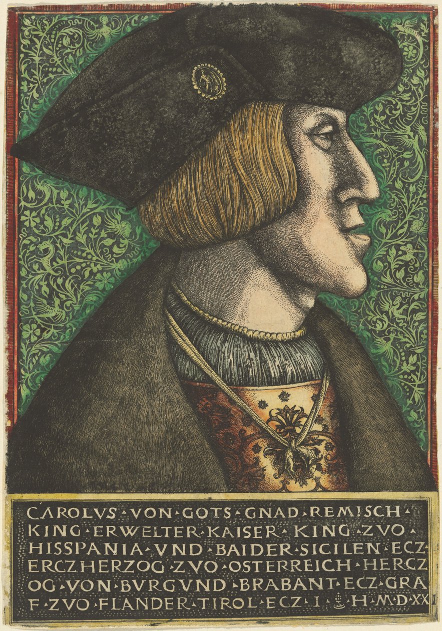 Císař Karel V od Daniel Hopfer and Hieronymus Hopfer