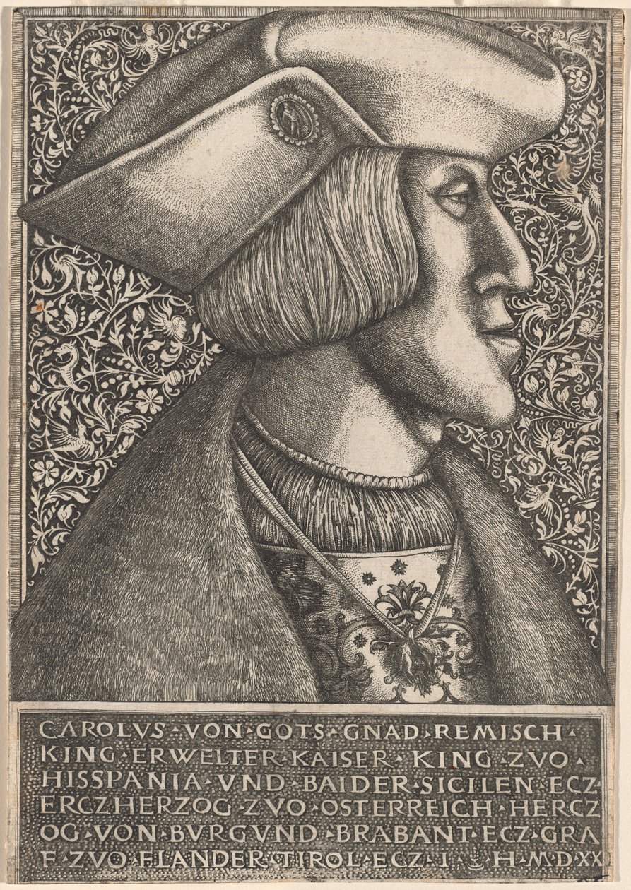 Císař Karel V od Daniel Hopfer and Hieronymus Hopfer