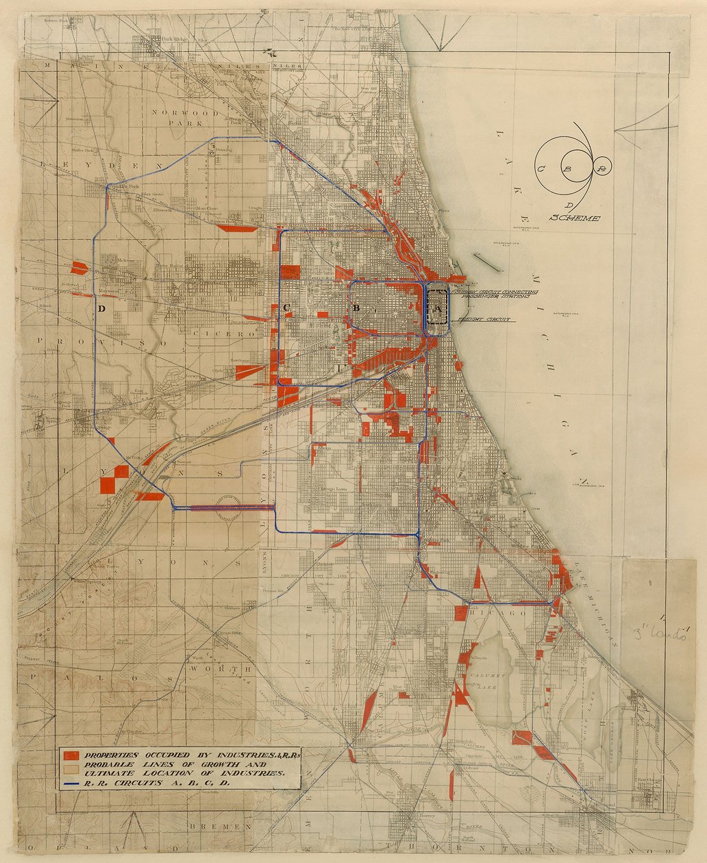 Plán Chicaga, Chicago, Illinois, Schéma železničních okruhů od Daniel Hudson Burnham