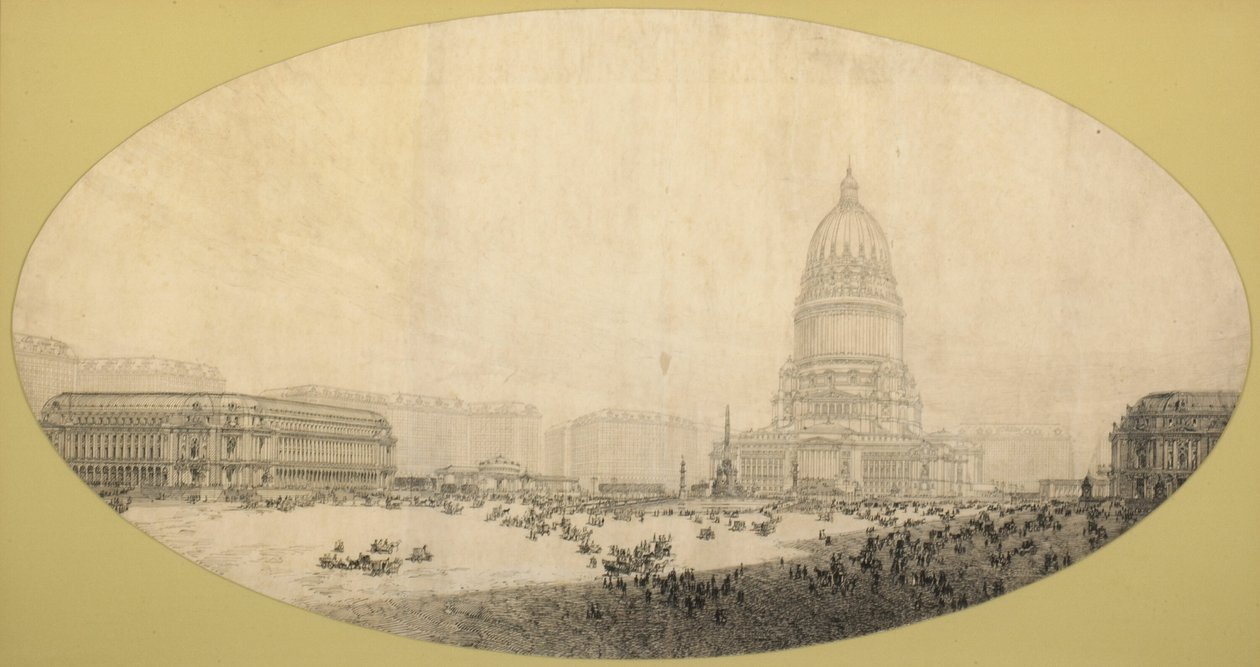 Navrhované náměstí Civic Center Square, plán Chicaga od Daniel Hudson Burnham