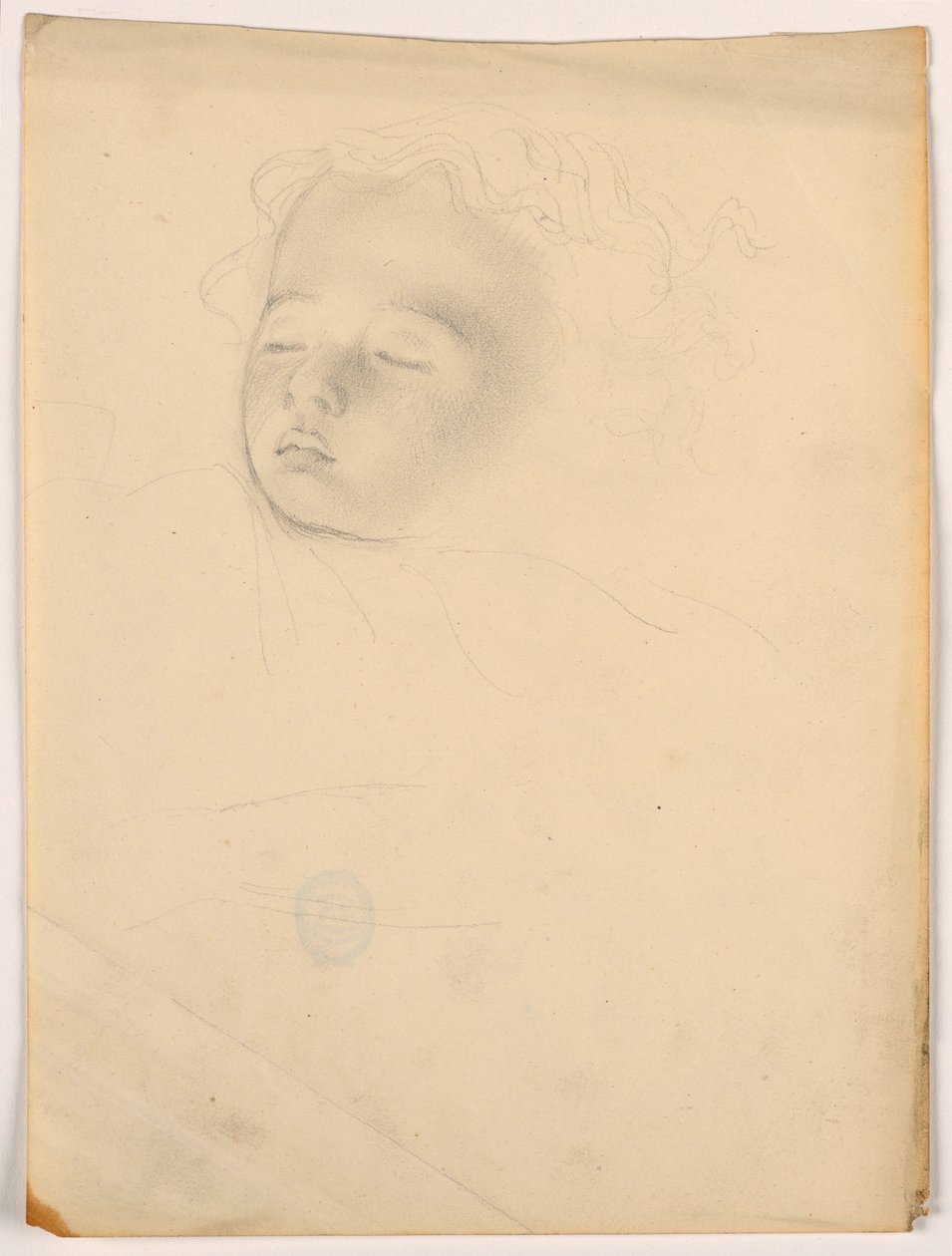 Kresba, Spící dítě, 1840-45 od Daniel Huntington