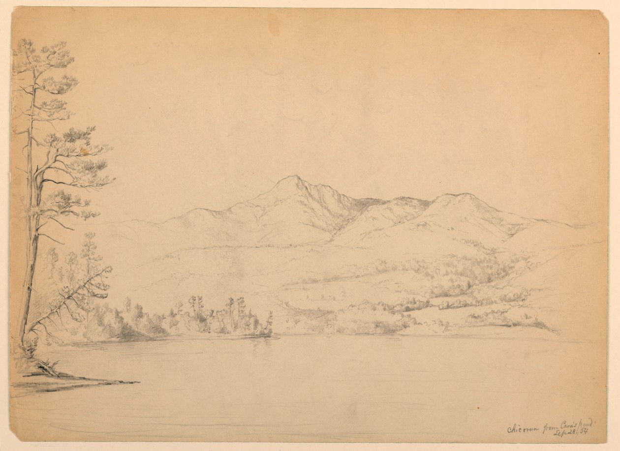 Kresba, Chocorua Mountain z rybníka Cara