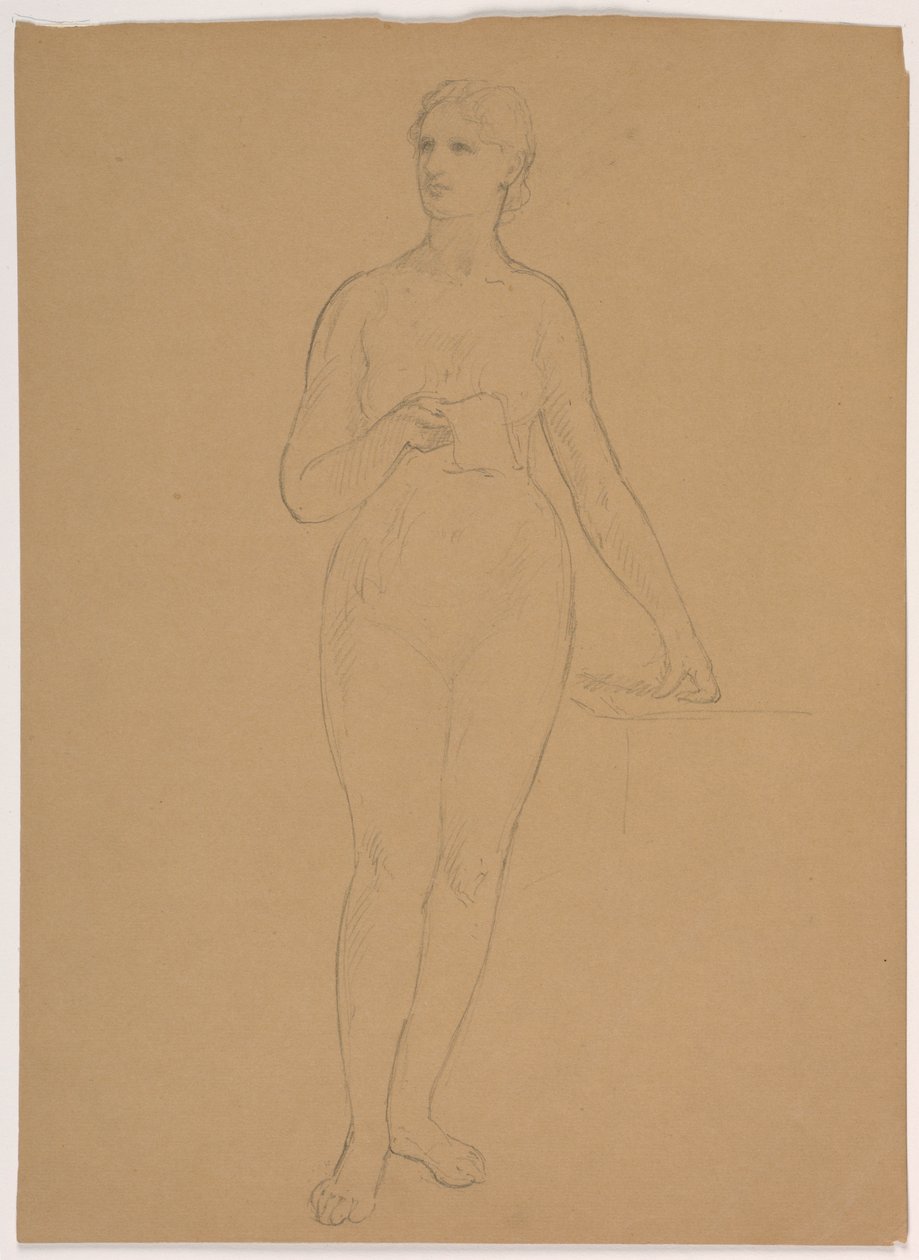 Kresba, Stojící ženský akt, 1850-60 od Daniel Huntington