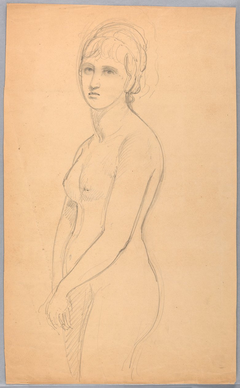 Kresba, Stojící ženský akt, 1860-70 od Daniel Huntington