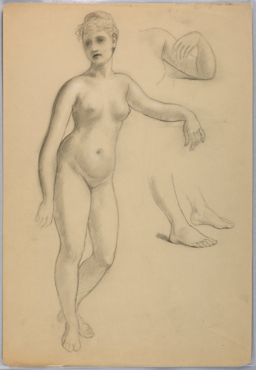Kresba, Stojící ženský akt, září, 1860-70 od Daniel Huntington