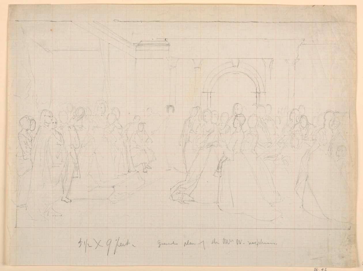 Kresba, celkový plán recepce Marthy Washingtonové, 1860 od Daniel Huntington