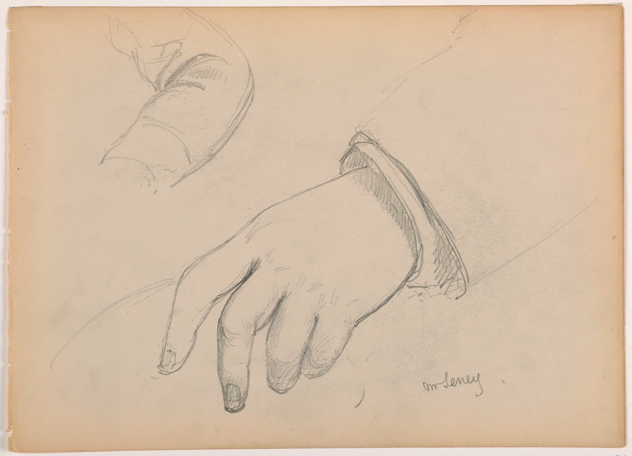 Kresba, George D. Seney, Studie ruky a paže; Verso: Levá noha, 1881 od Daniel Huntington