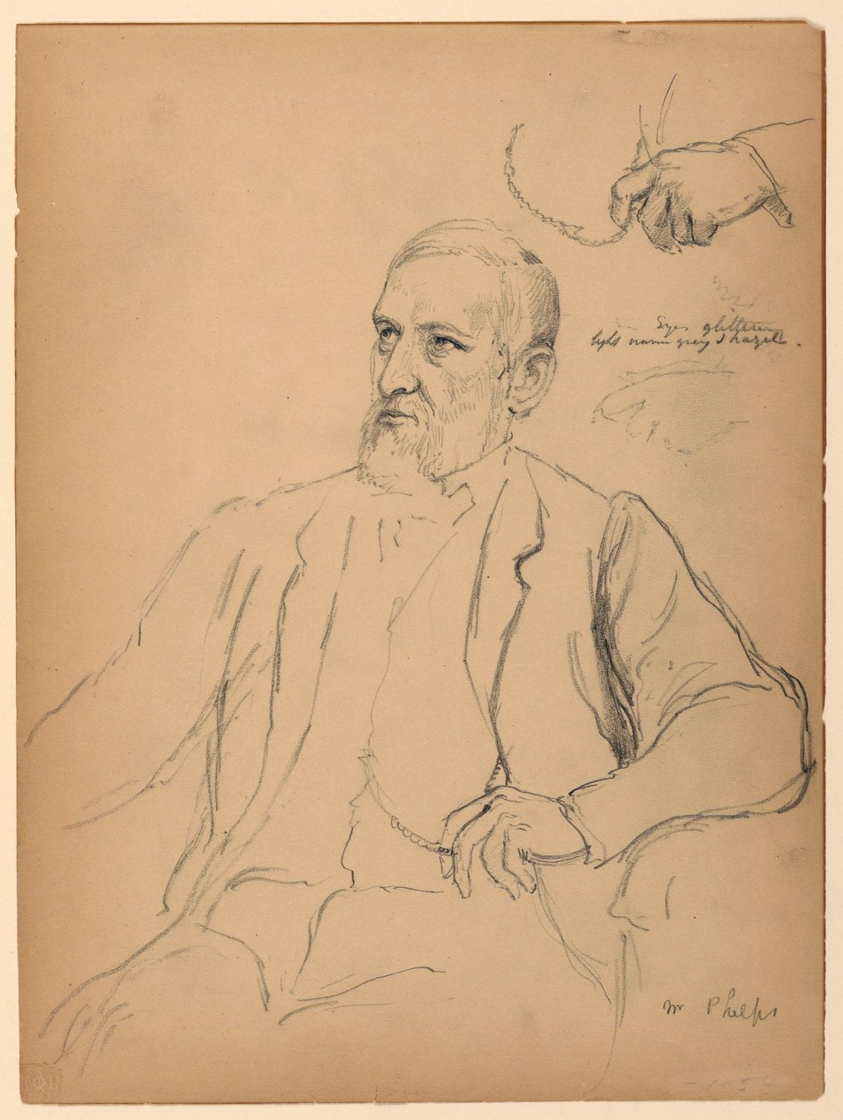Kresba, John Jay Phelps vsedě, S, 1863 od Daniel Huntington