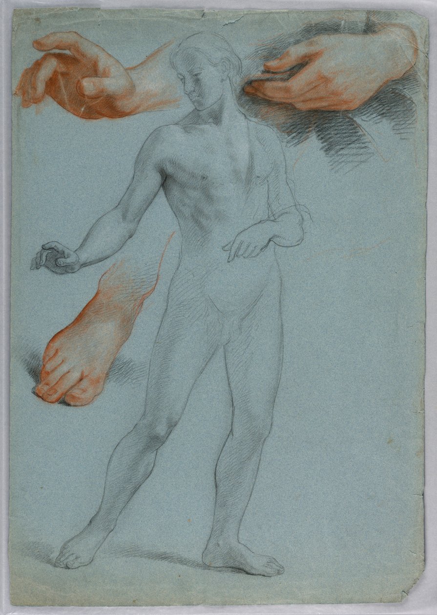 Kresba, Stojící mužský akt, Separ, 1858 od Daniel Huntington