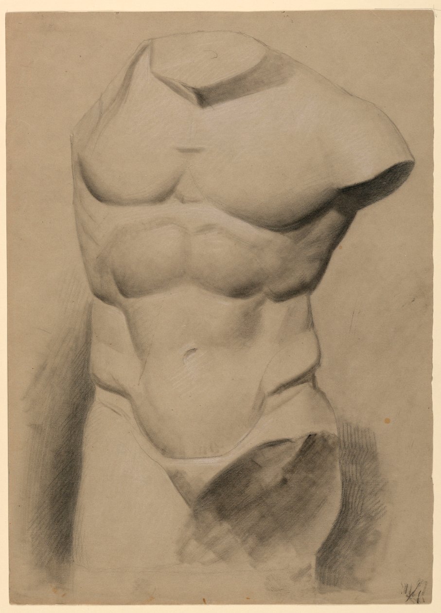 Kresba, mužské torzo ze sádry, 1840 od Daniel Huntington