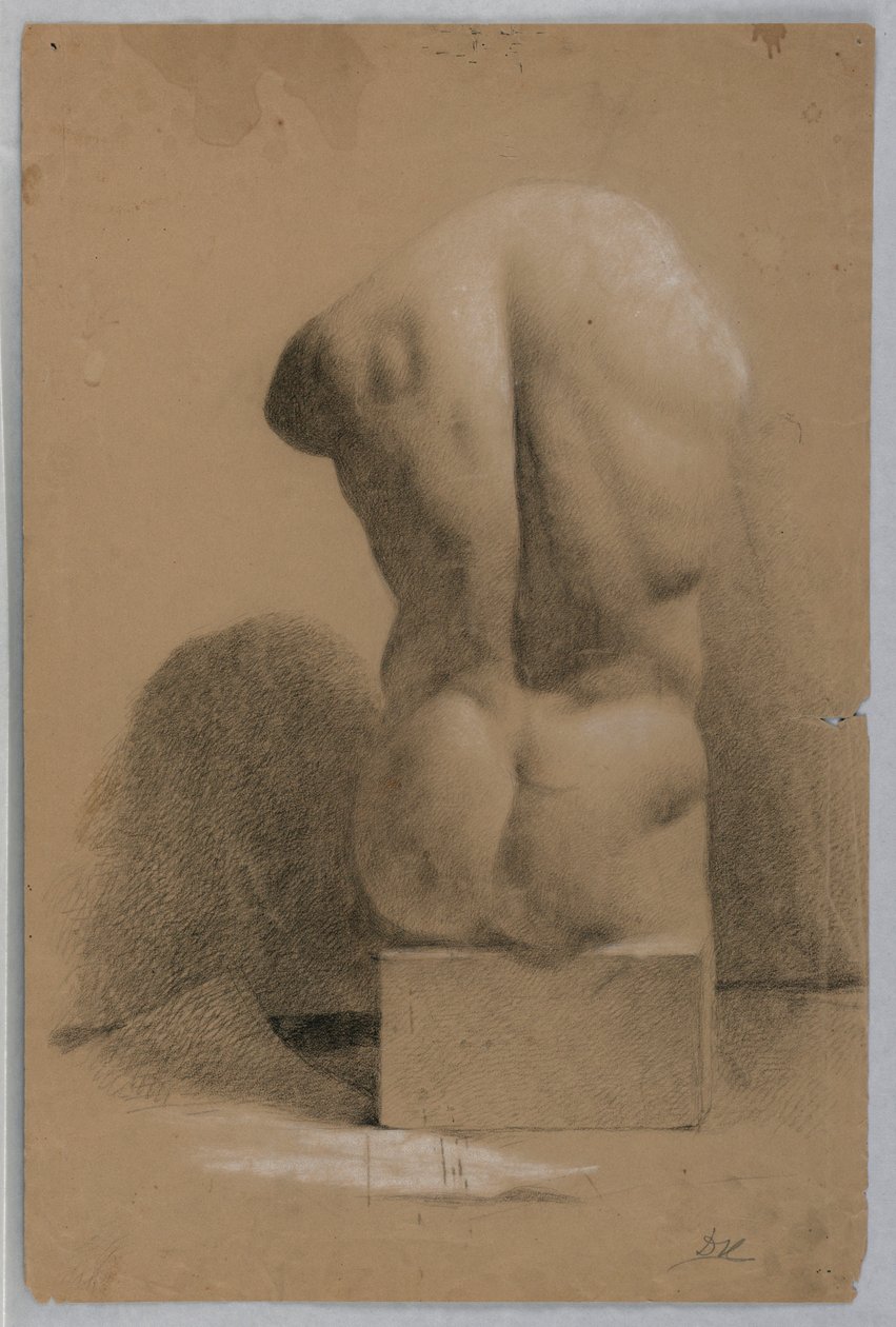 Kresba, mužské torzo ze sádry, 1840 od Daniel Huntington