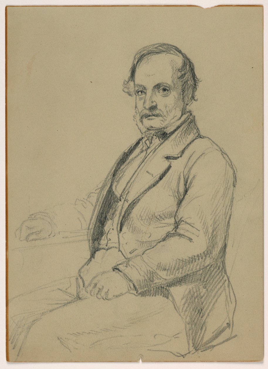 Kresba, Sedící muž, asi 1860 od Daniel Huntington