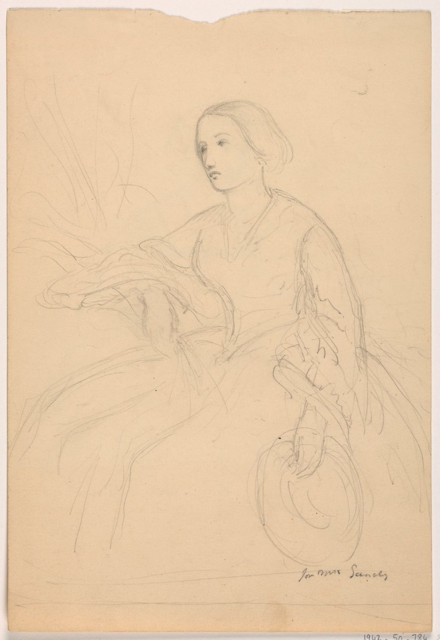 Kresba, paní Sheppard Gandy sedící; Verso: paní Sheppard Gandy sedící, 1859 od Daniel Huntington