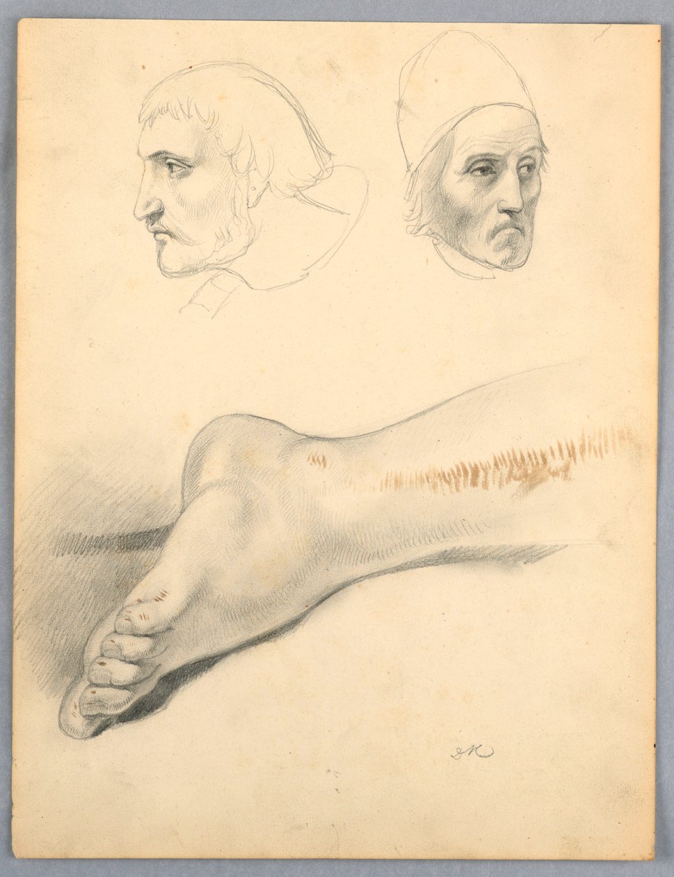 Kresba, pravá noha a dvě hlavy S, 1852 od Daniel Huntington