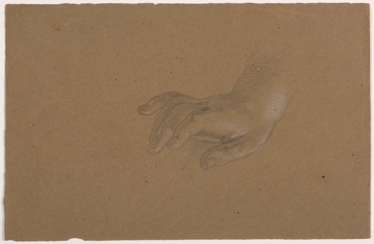 Kresba, studie pravé ruky, 1850-60 od Daniel Huntington