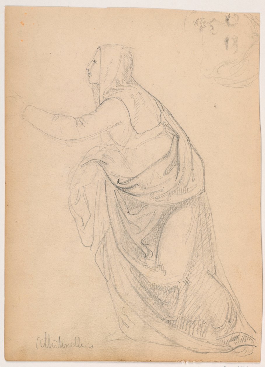 Kresba, Oděná žena natahující ruku, podle Mariotta Albetinelliho, 1844 od Daniel Huntington
