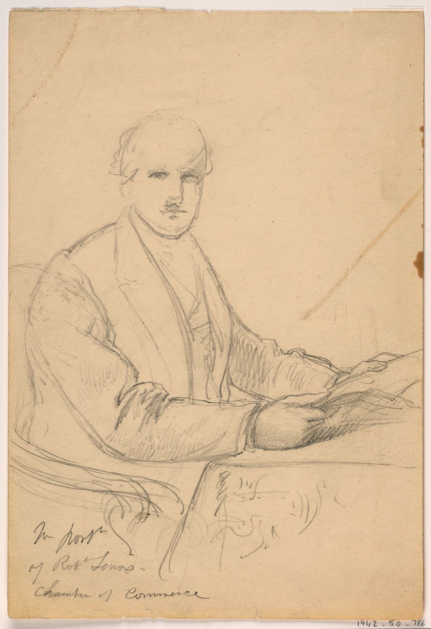 Kresba, Robert Lenox sedící u stolu pro portrét Obchodní komory, 1865 od Daniel Huntington