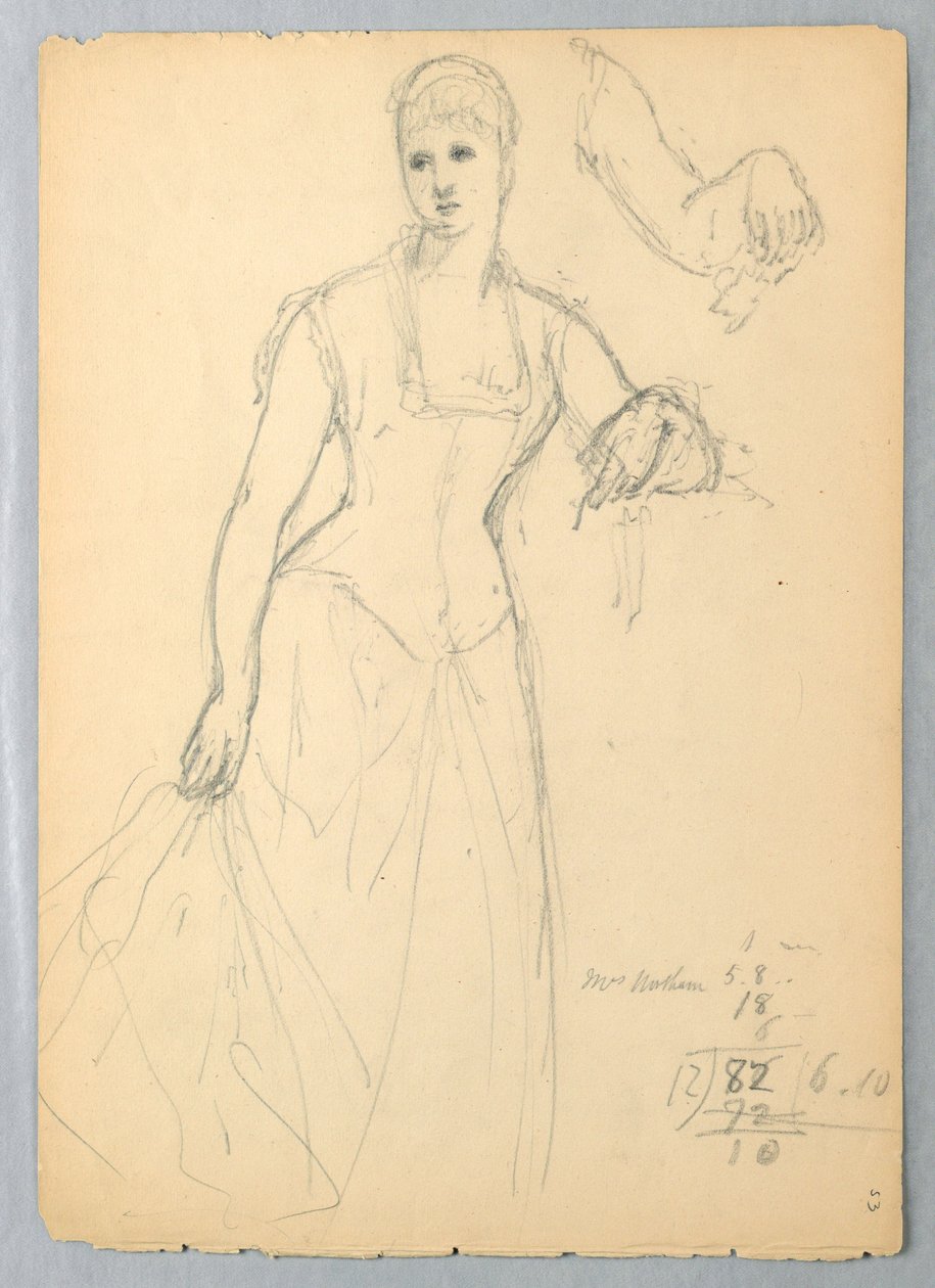 Kresba, Skica k portrétu Belly Worshamové, 1878 od Daniel Huntington
