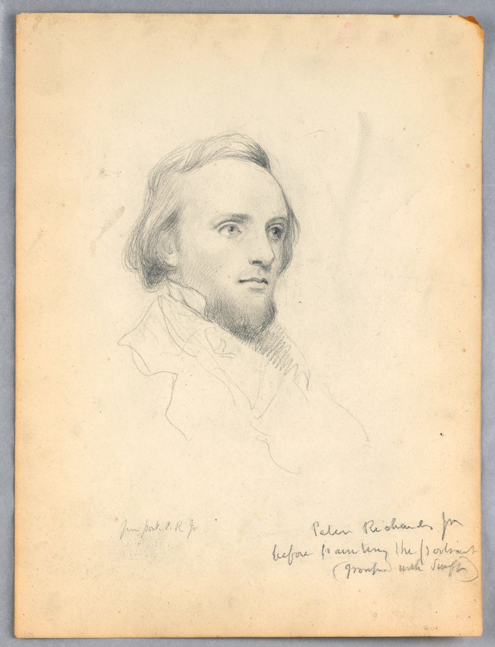 Kresba, náčrt hlavy Petera Richardse pro jeho portrét, 1849 od Daniel Huntington