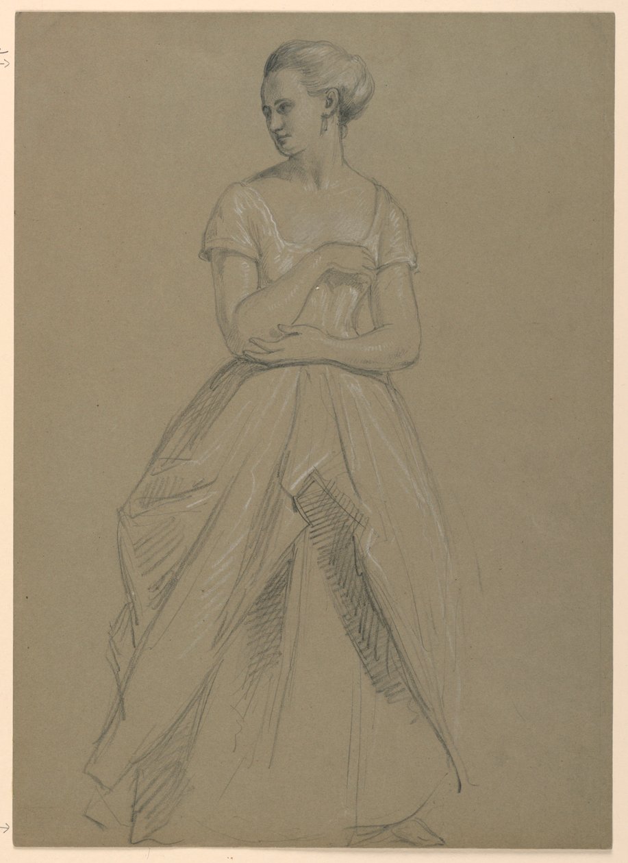 Kresba, studie k "Přijetí Marthy Washingtonové", 1860 od Daniel Huntington