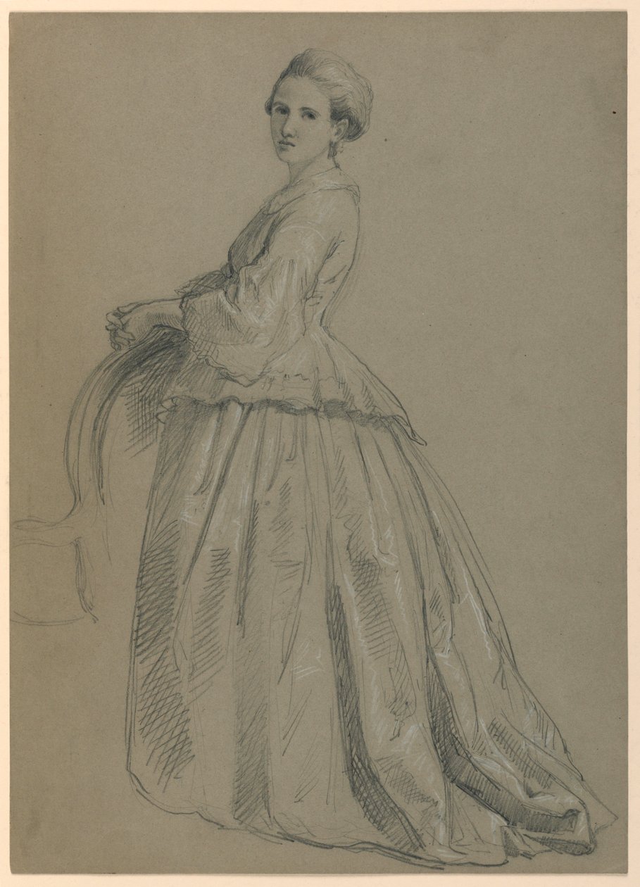 Kresba, studie k "Přijetí Marthy Washingtonové", 1860 od Daniel Huntington