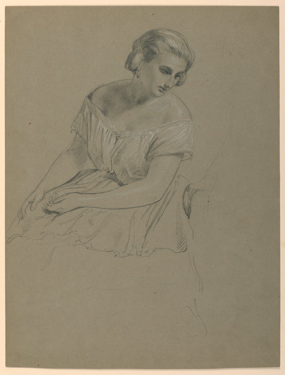 Kresba, studie k "Přijetí Marthy Washingtonové", 1860 od Daniel Huntington