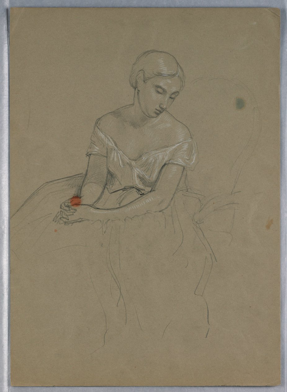 Kresba, studie k "Přijetí Marthy Washingtonové", 1860 od Daniel Huntington