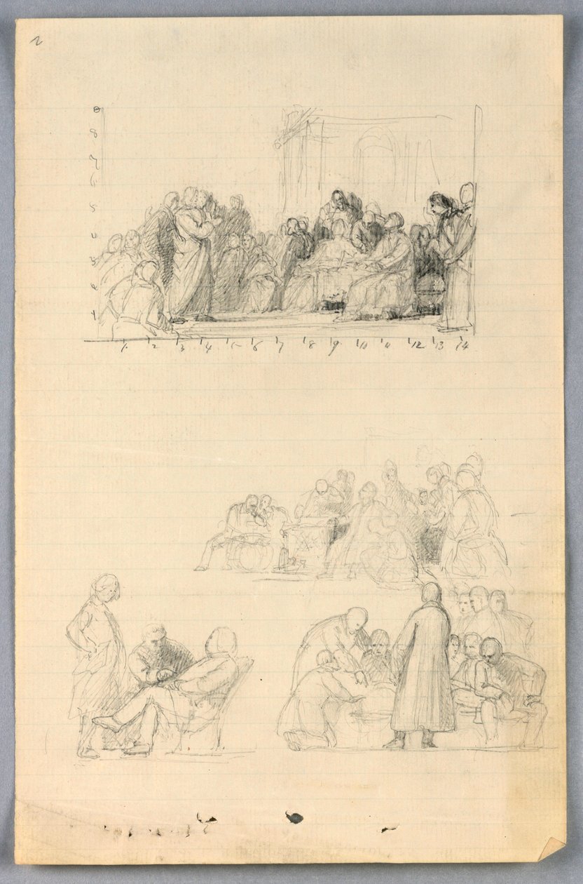 Kresba, Studie pro "Vědeckou skupinu", 1858 od Daniel Huntington