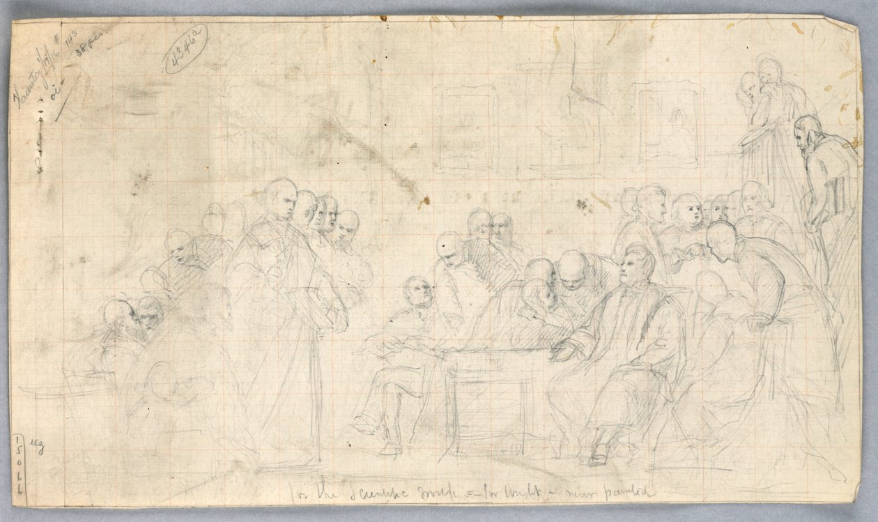 Kresba, Studie pro "Vědeckou skupinu", 1858 od Daniel Huntington
