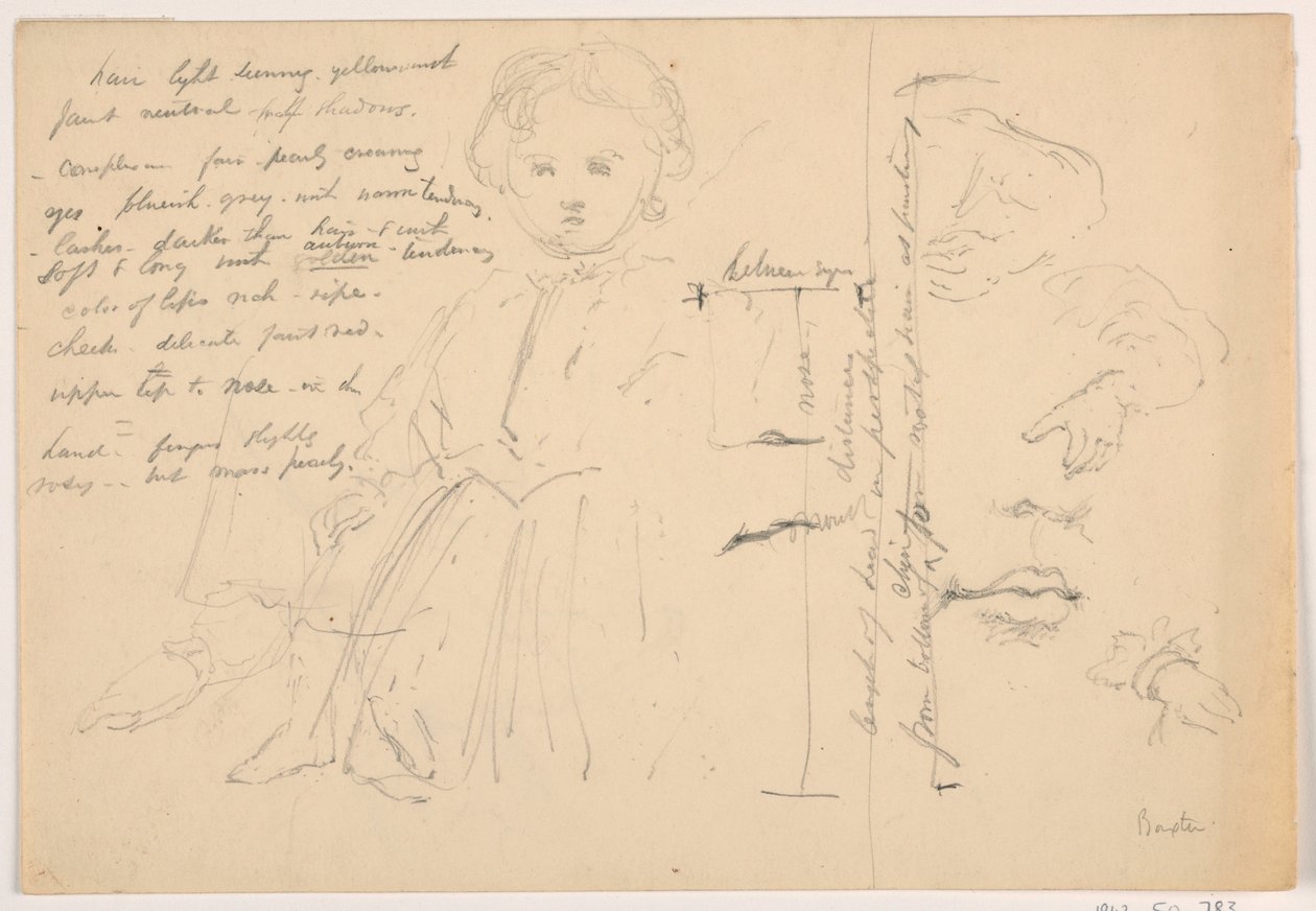 Kresba, Stojící dítě Hugh Baxter, studie rukou a rtů, 1865 od Daniel Huntington