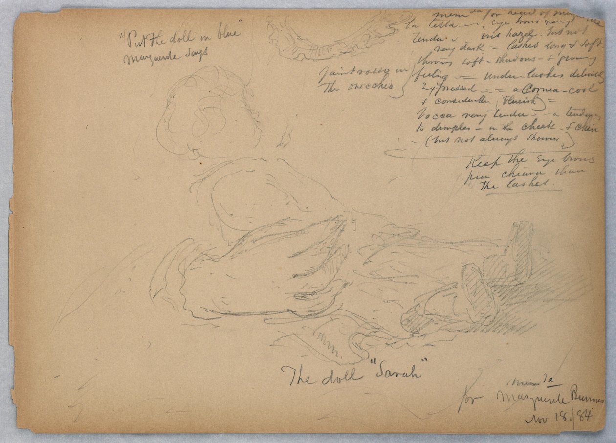 Skici pro portrét Marguerite Burrows, 18. listopadu 1884 od Daniel Huntington